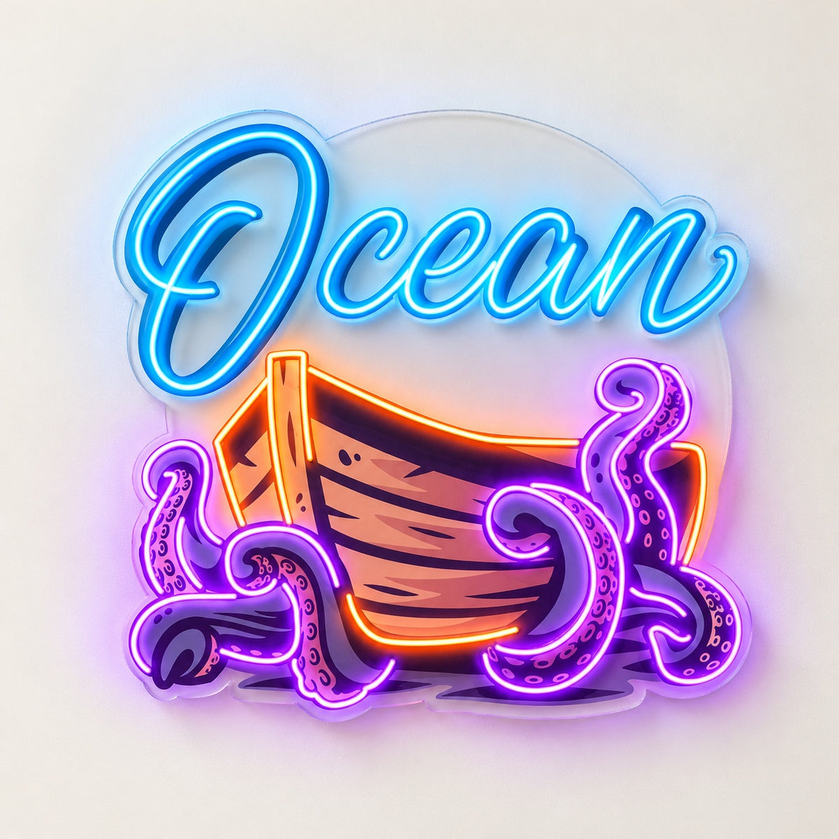 Ocean Octopus Boat LED Neon Sign - natural light view