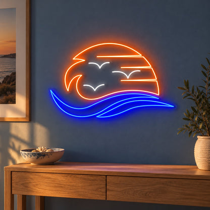 Ocean Sunset Waves LED Neon Sign - advertising view