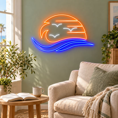 Ocean Sunset Waves LED Neon Sign - lifestyle view