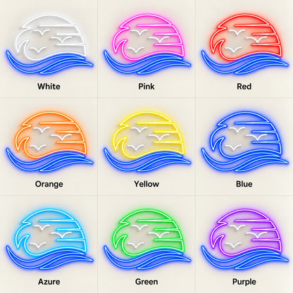 Ocean Sunset Waves LED Neon Sign - nine-color grid