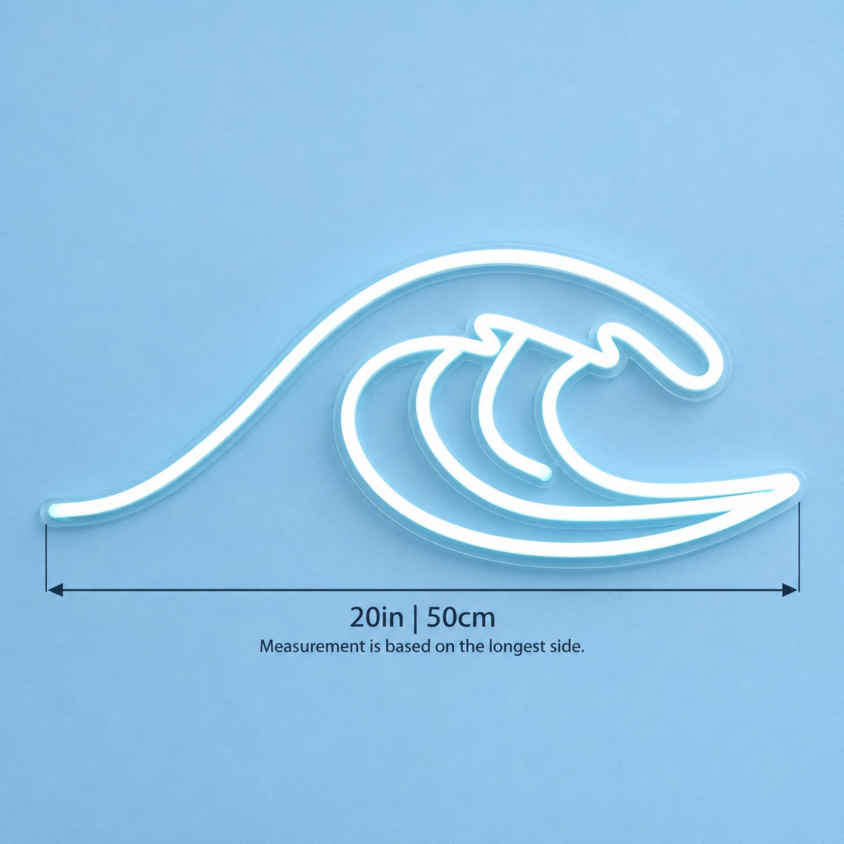 Ocean Wave LED Neon Sign - size guide