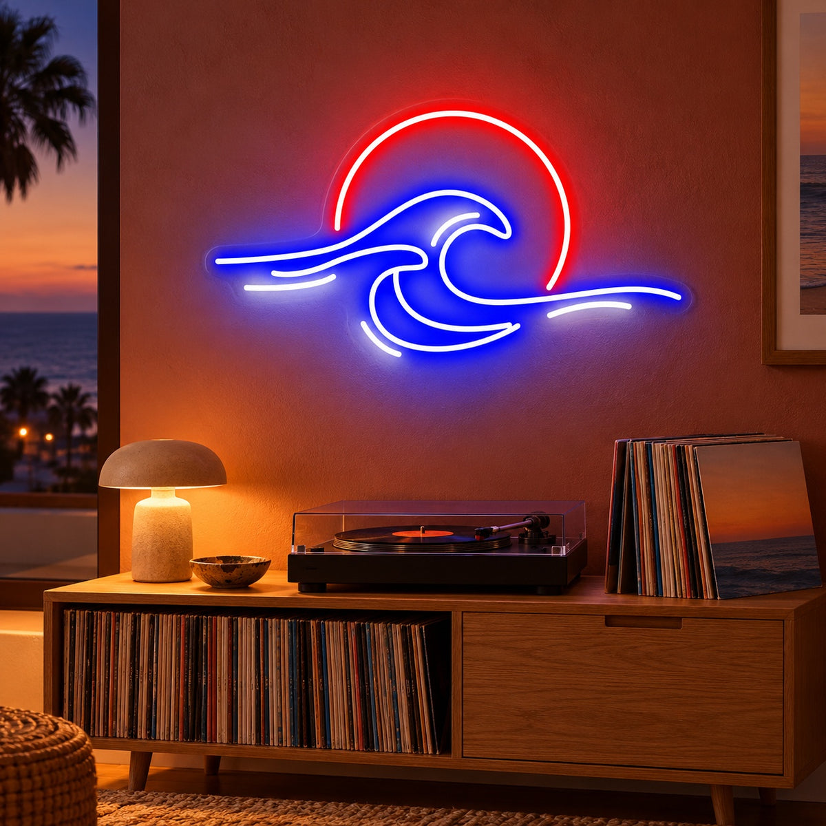 Ocean Wave Sunset LED Neon Sign - advertising view