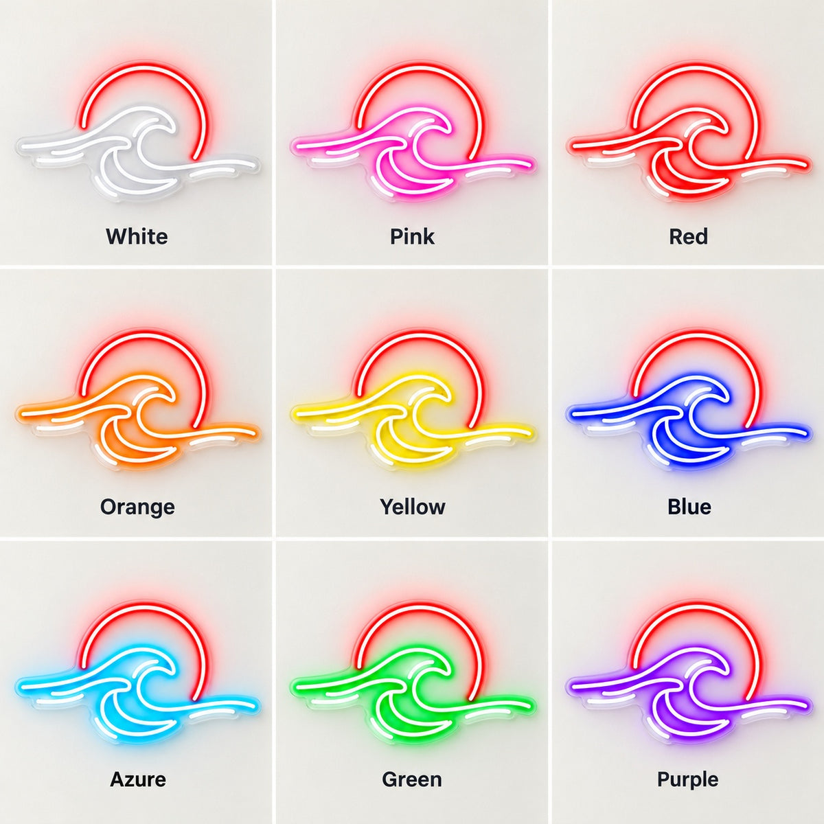 Ocean Wave Sunset LED Neon Sign - nine-color grid
