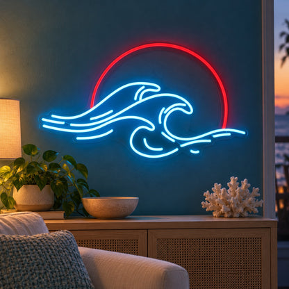 Ocean Waves Sunset LED Neon Sign - advertising view