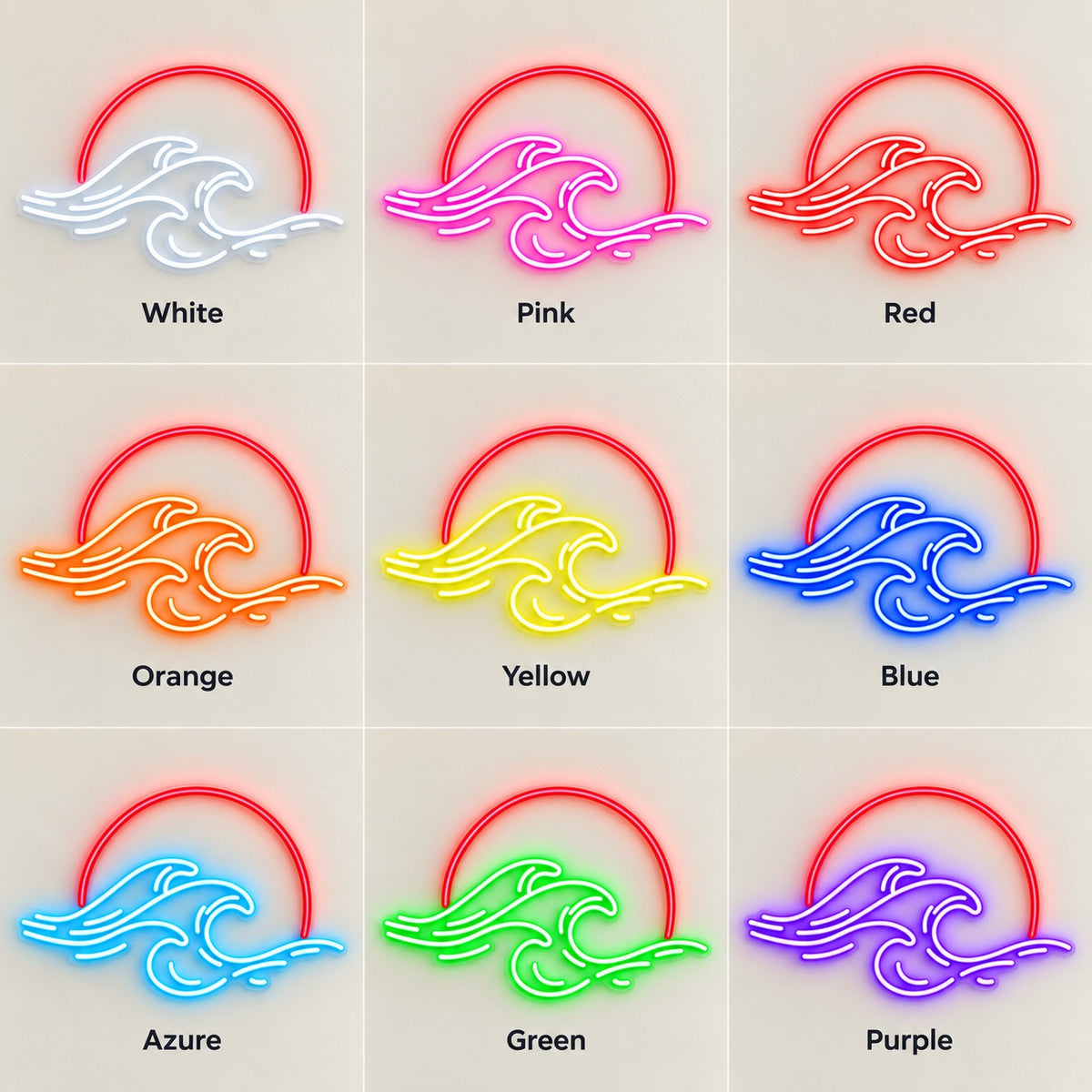 Ocean Waves Sunset LED Neon Sign - nine-color grid