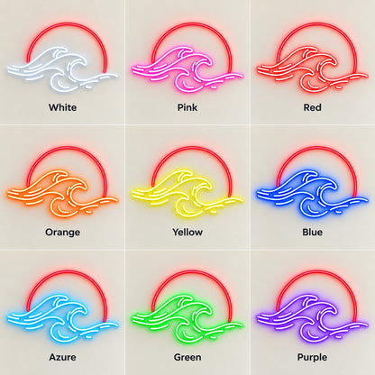 Ocean Waves Sunset LED Neon Sign - nine-color grid