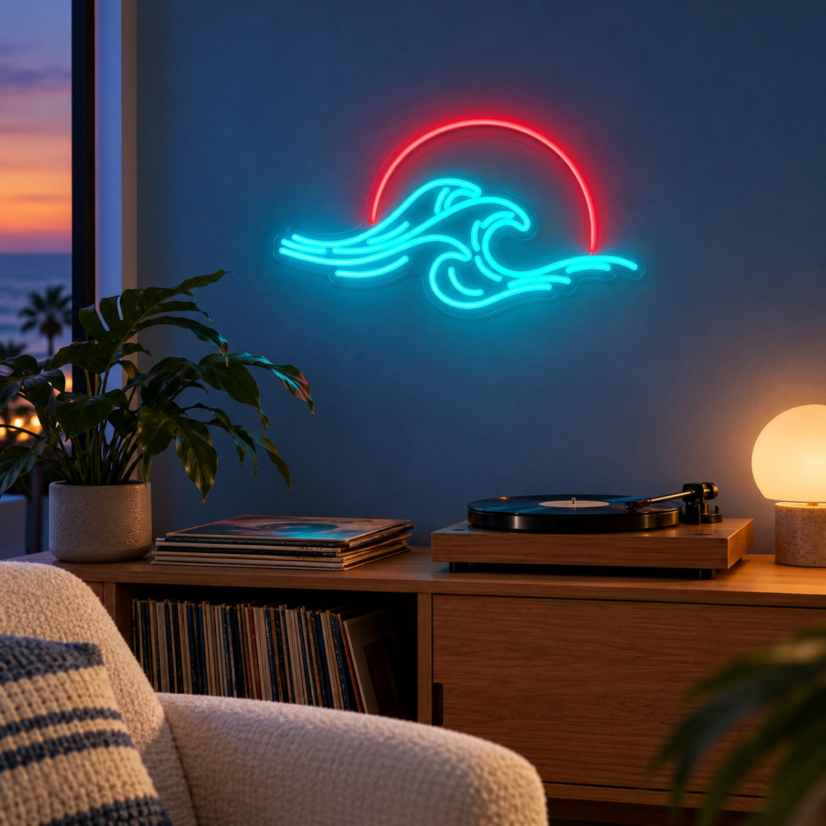Ocean Waves Sunset LED Neon Sign - advertising view