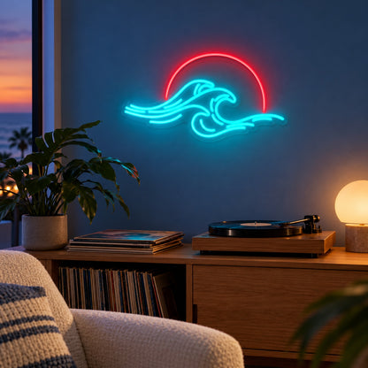 Ocean Waves Sunset LED Neon Sign - advertising view