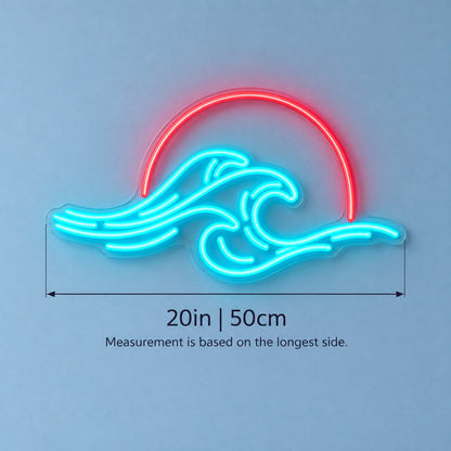 Ocean Waves Sunset LED Neon Sign - size guide