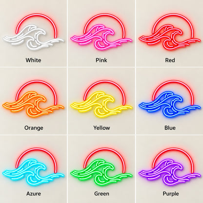 Ocean Waves Sunset LED Neon Sign - nine-color grid