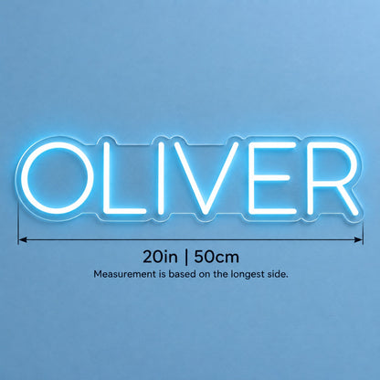 Oliver LED Neon Sign - size guide