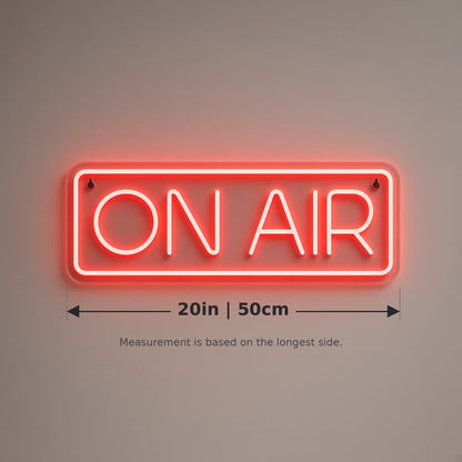 On Air Frame for Podcast Studio Recording Room LED Neon Sign - size guide