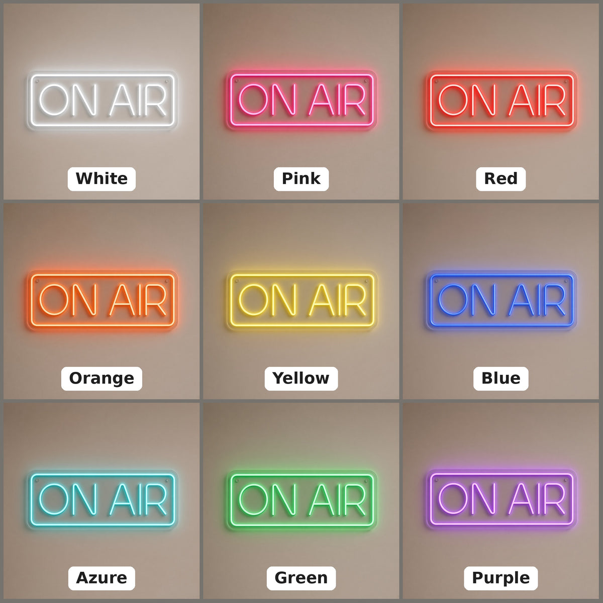 On Air Frame for Podcast Studio Recording Room LED Neon Sign - nine-color grid