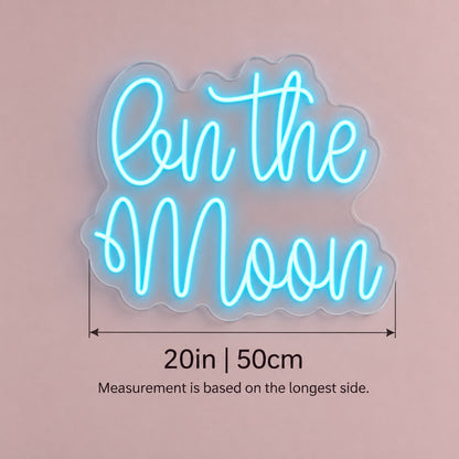 On The Moon LED Neon Sign - size guide