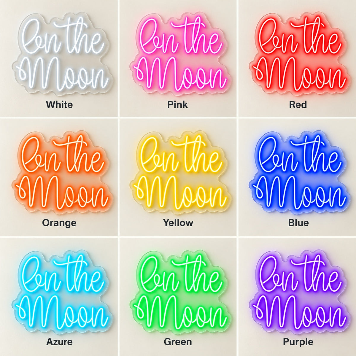 On The Moon LED Neon Sign - nine-color grid