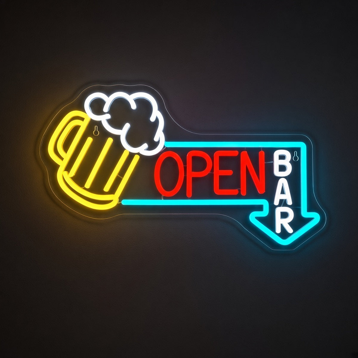 Open Bar Beer Mug OPEN Arrow for Pub Home Bar Wall LED Neon Sign - product hero