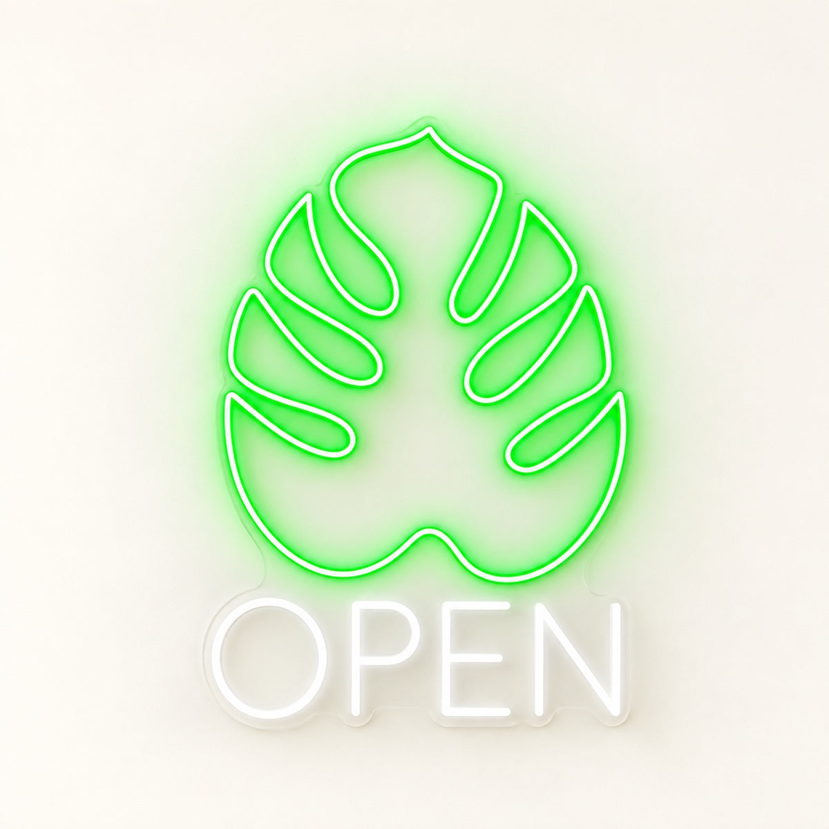Open Monstera Leaf LED Neon Sign - natural light view