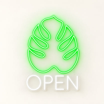 Open Monstera Leaf LED Neon Sign - natural light view