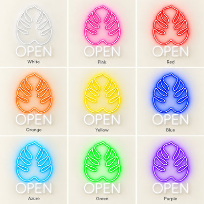 Open Monstera Leaf LED Neon Sign - nine-color grid