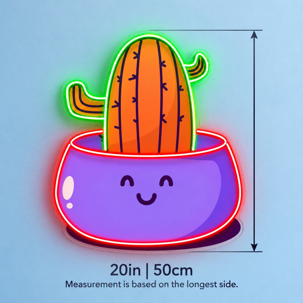 Cactus in Smiling Pot LED Neon Sign – Shineneon