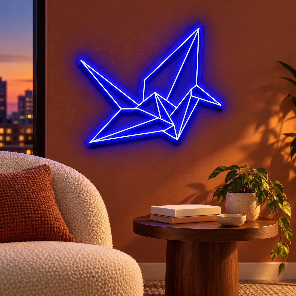 Origami Crane LED Neon Sign - advertising view