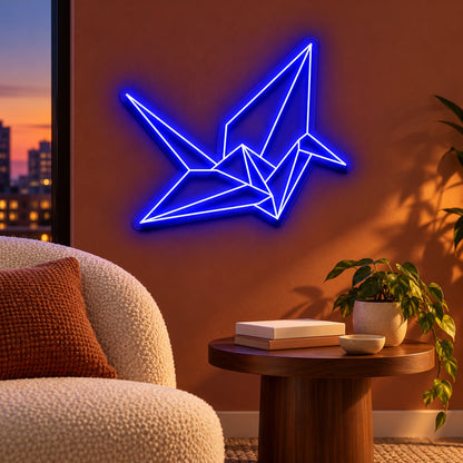 Origami Crane LED Neon Sign - advertising view