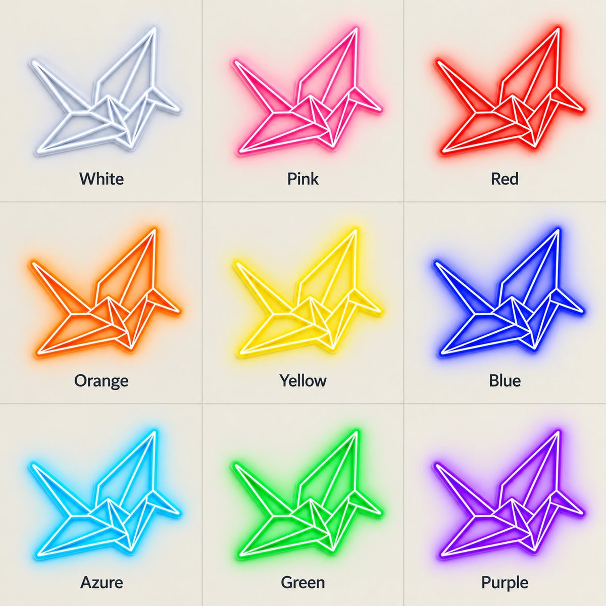 Origami Crane LED Neon Sign - nine-color grid