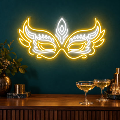 Ornate Masquerade Mask LED Neon Sign - advertising view