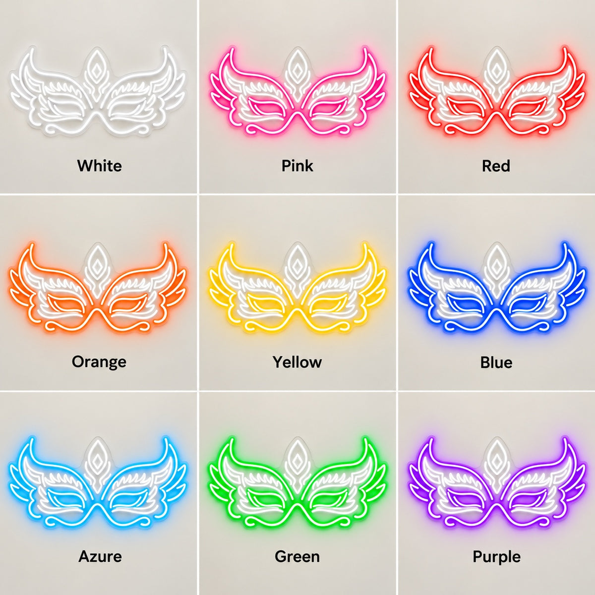 Ornate Masquerade Mask LED Neon Sign - nine-color grid