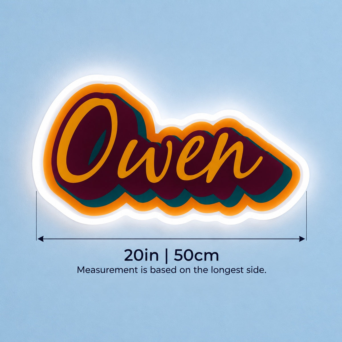 Owen LED Neon Sign - size guide