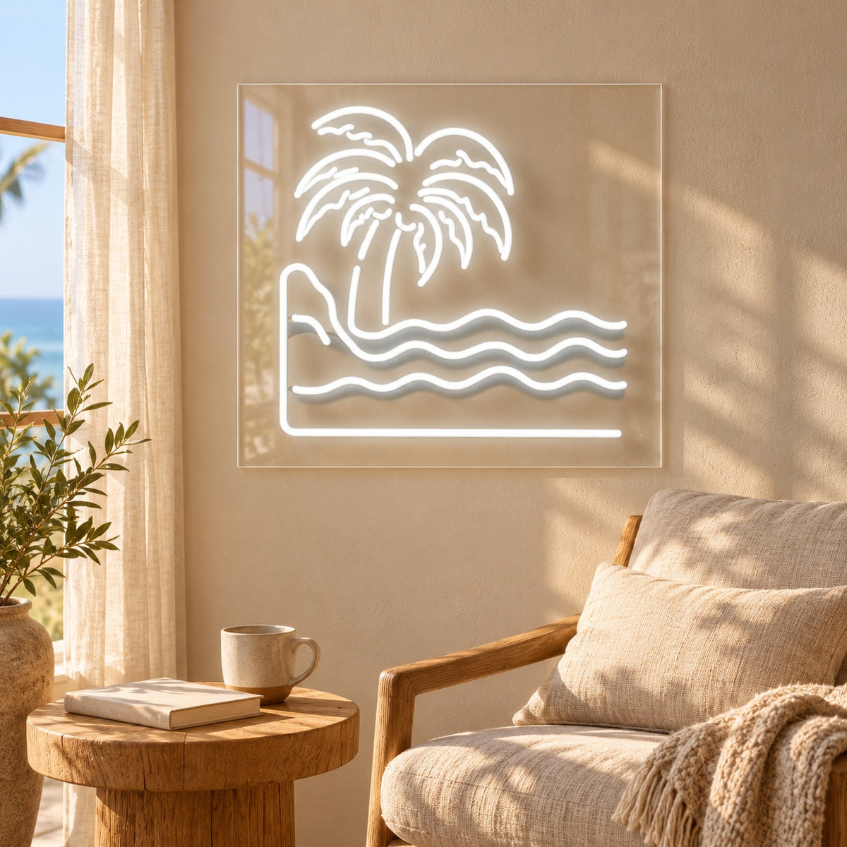 Palm Tree Ocean Waves LED Neon Sign - lifestyle view