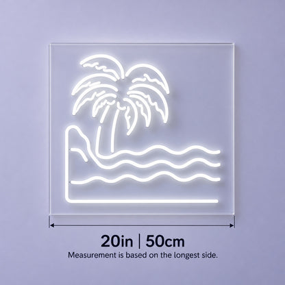 Palm Tree Ocean Waves LED Neon Sign - size guide