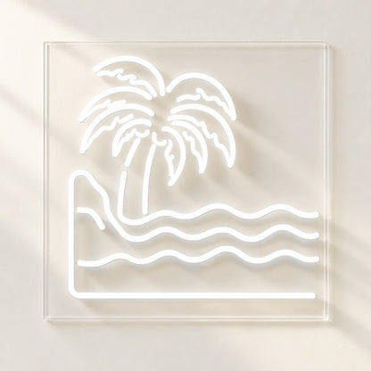 Palm Tree Ocean Waves LED Neon Sign - natural light view
