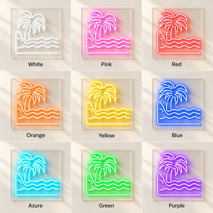 Palm Tree Ocean Waves LED Neon Sign - nine-color grid
