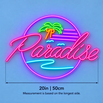 Paradise LED Neon Sign - size guide