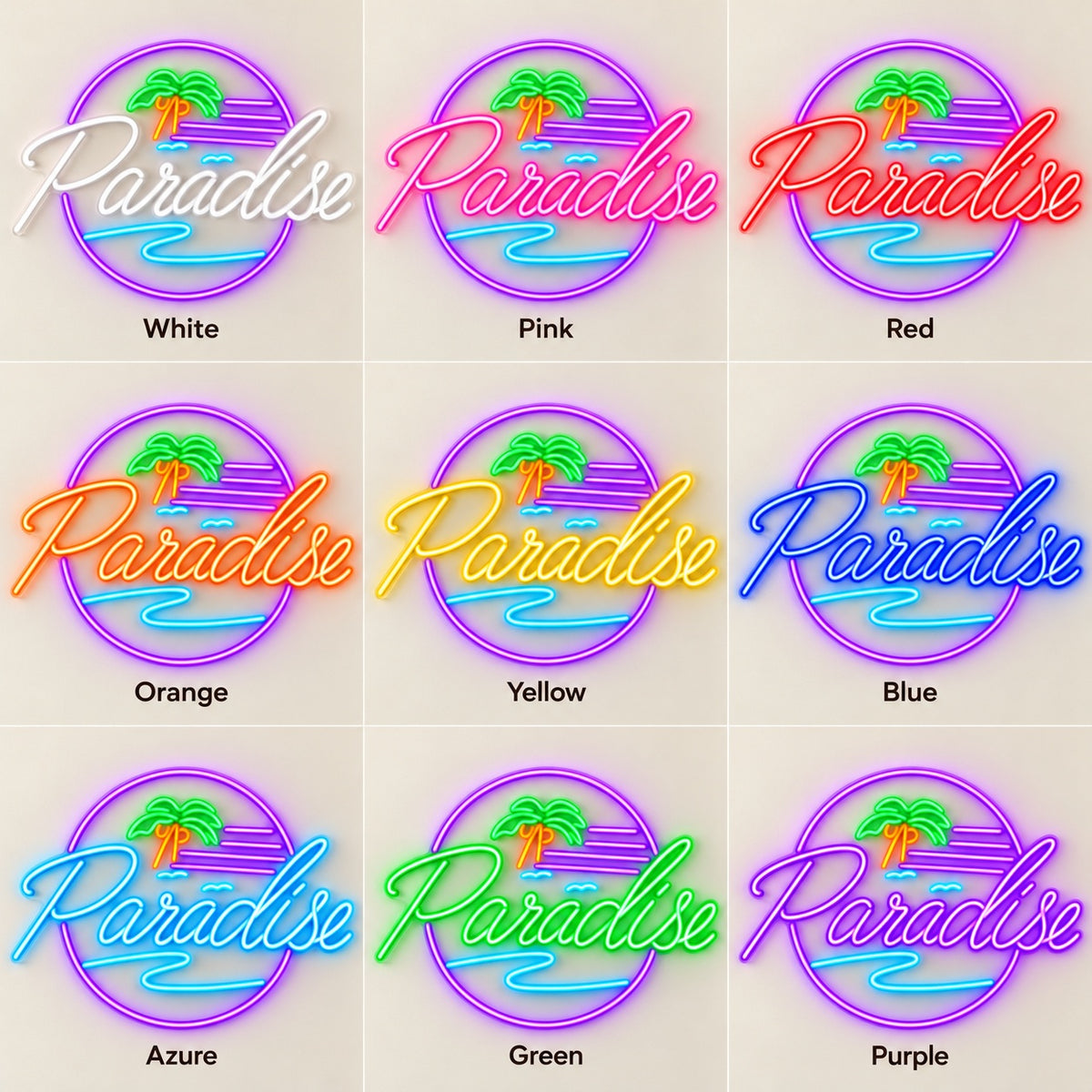 Paradise LED Neon Sign - nine-color grid