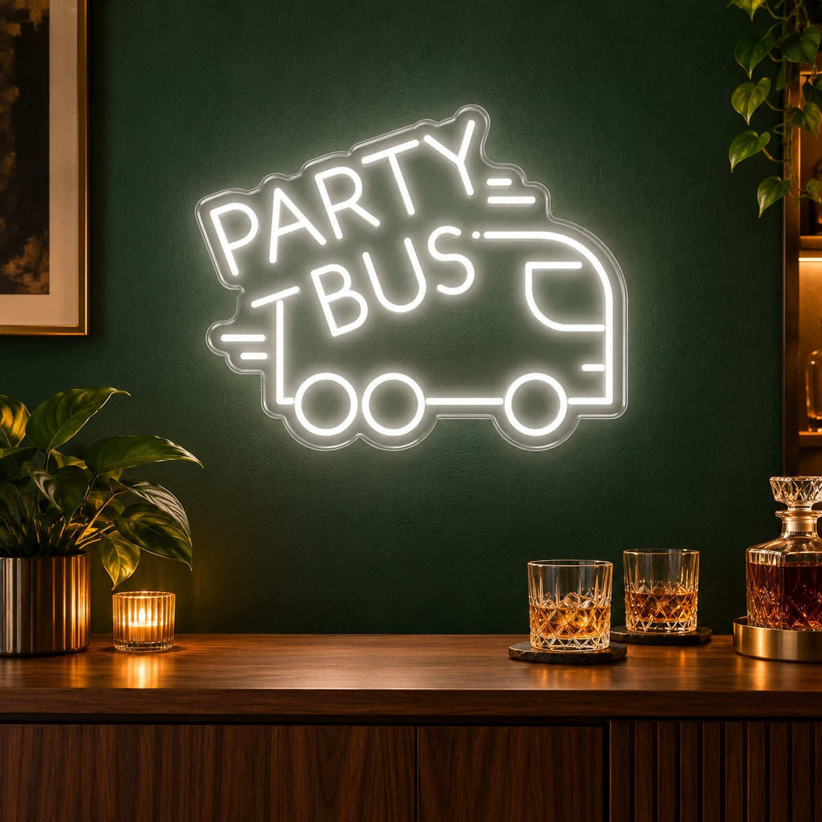 Party Bus LED Neon Sign - advertising view