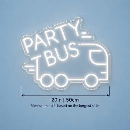 Party Bus LED Neon Sign - size guide