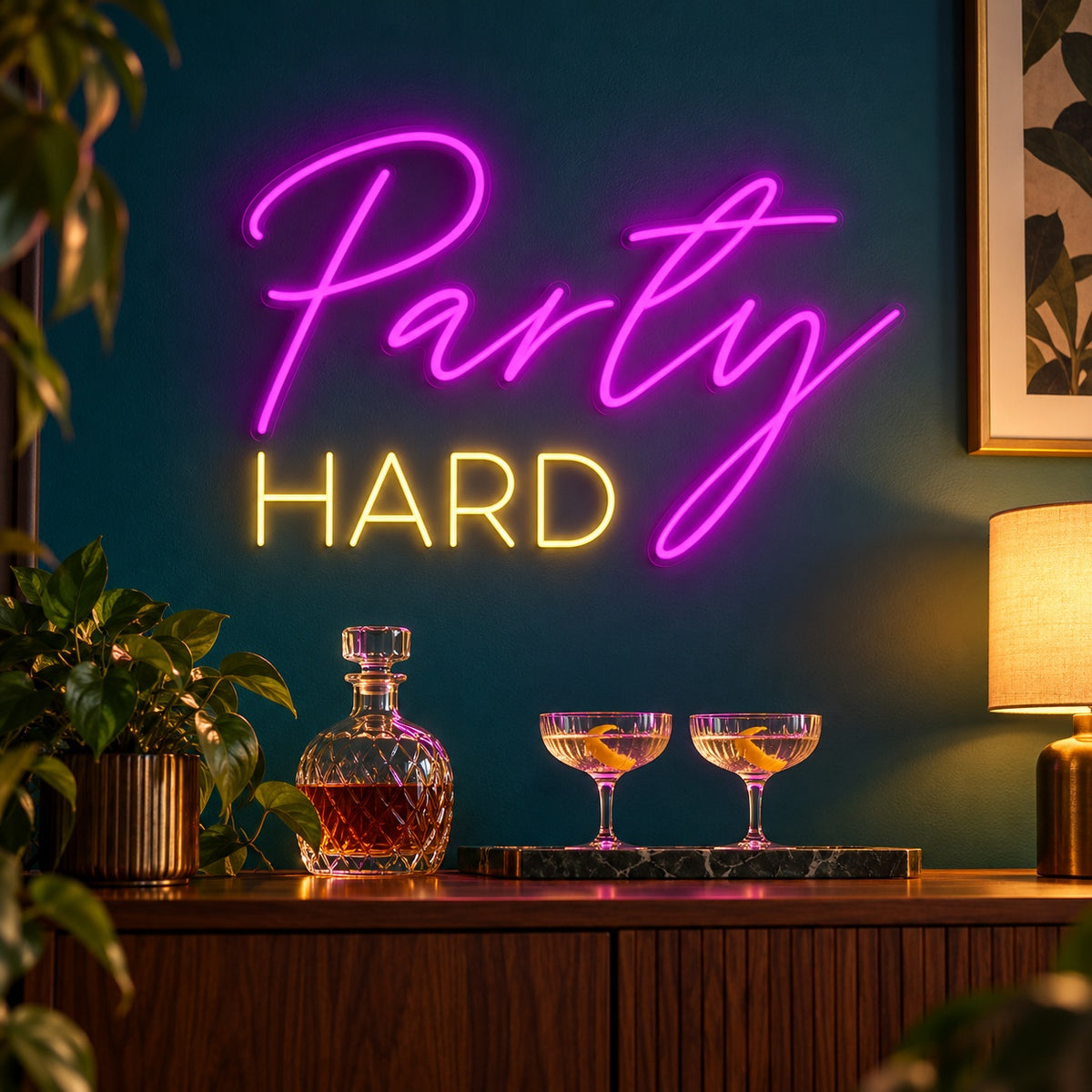 Party Hard LED Neon Sign - advertising view