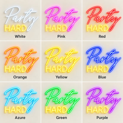 Party Hard LED Neon Sign - nine-color grid