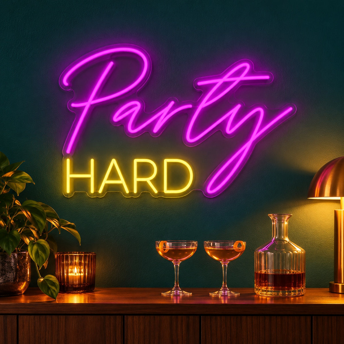 Party Hard LED Neon Sign - advertising view