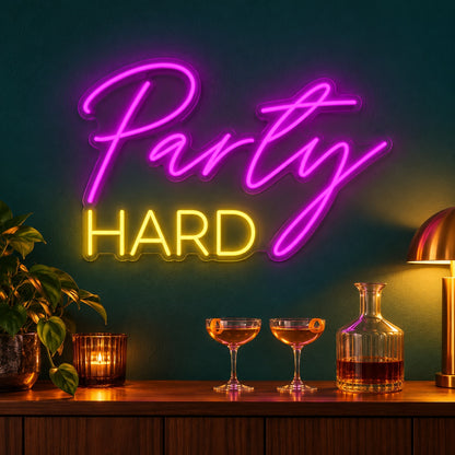 Party Hard LED Neon Sign - advertising view