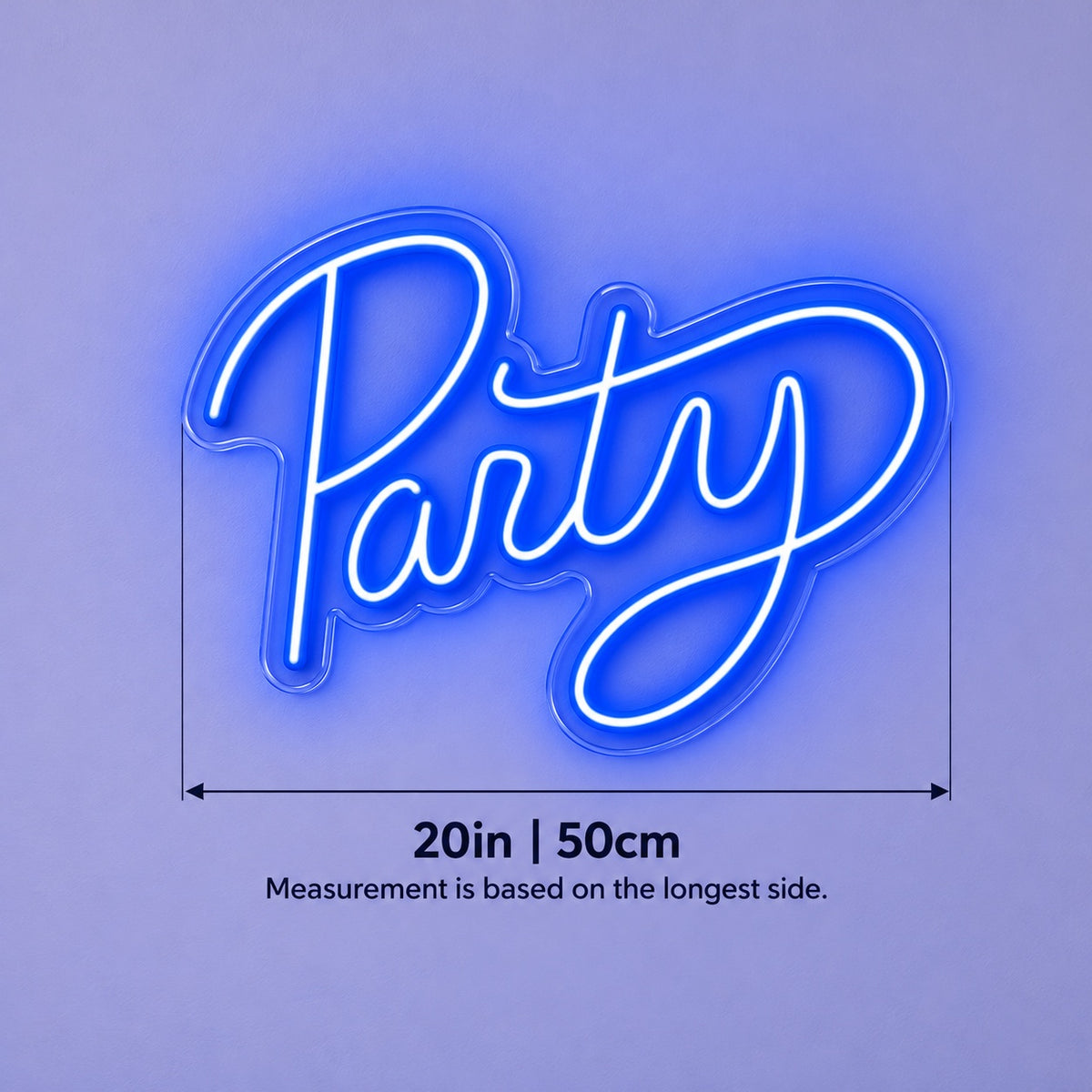 Party LED Neon Sign - size guide