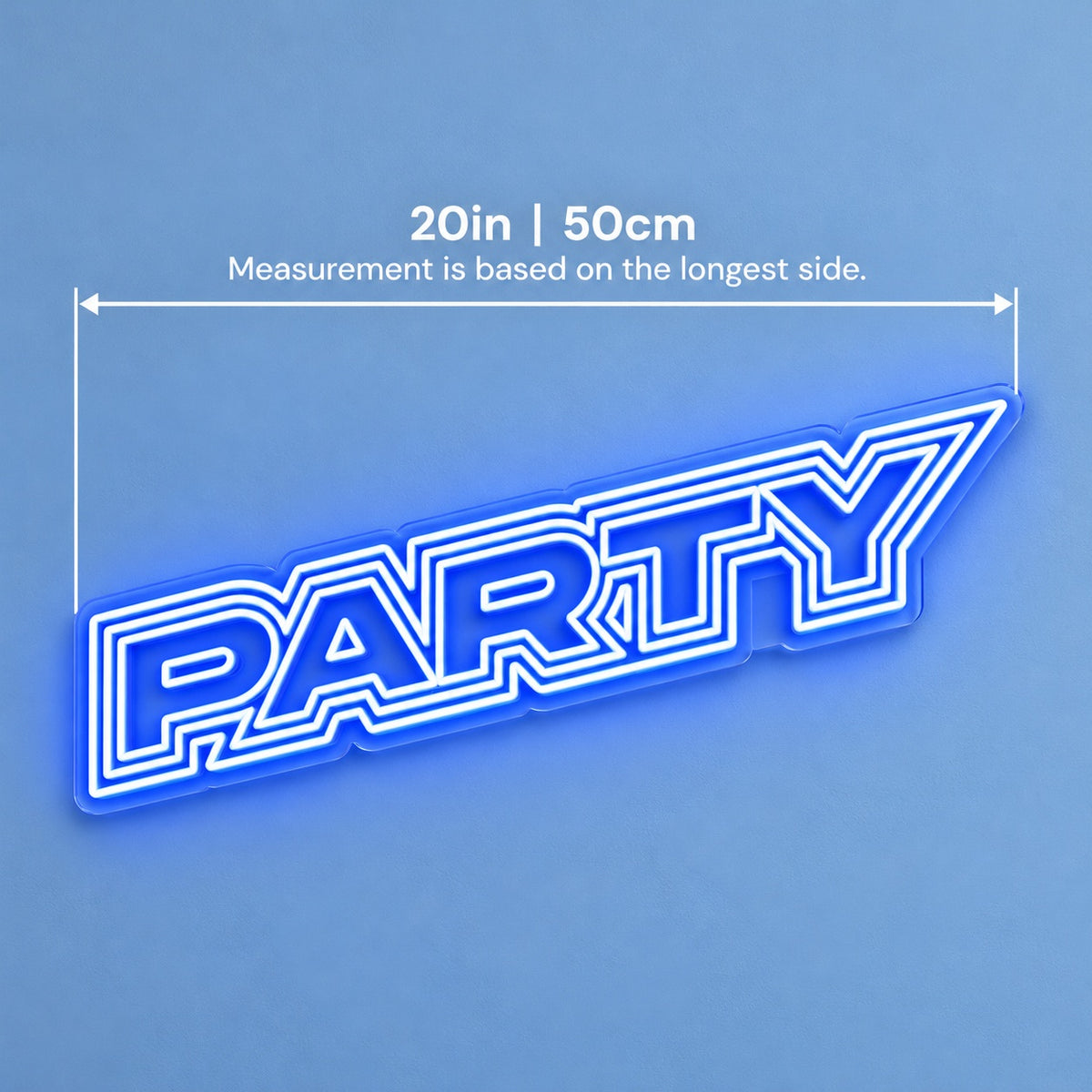 Party LED Neon Sign - size guide