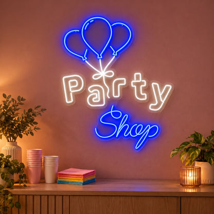 Party Shop LED Neon Sign - advertising view