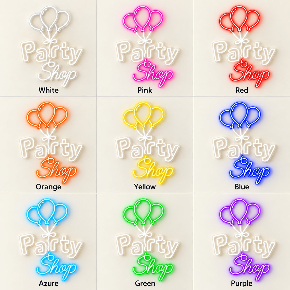Party Shop LED Neon Sign - nine-color grid