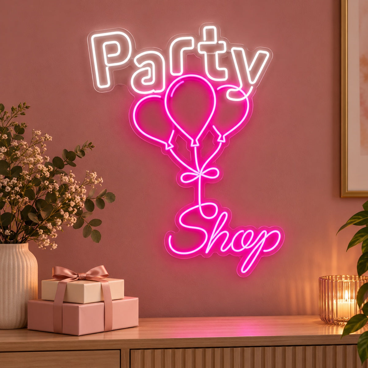 Party Shop LED Neon Sign - advertising view
