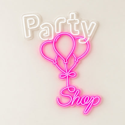 Party Shop LED Neon Sign - natural light view