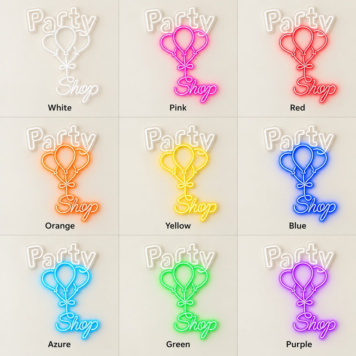 Party Shop LED Neon Sign - nine-color grid