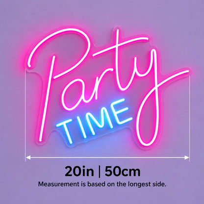 Party Time LED Neon Sign - size guide